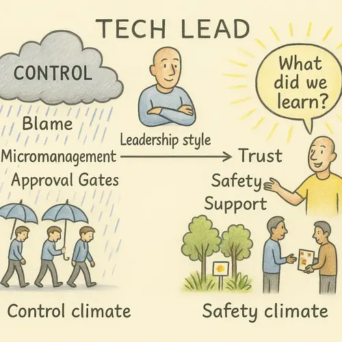 Two teams under different leadership climates — one in control, one in trust